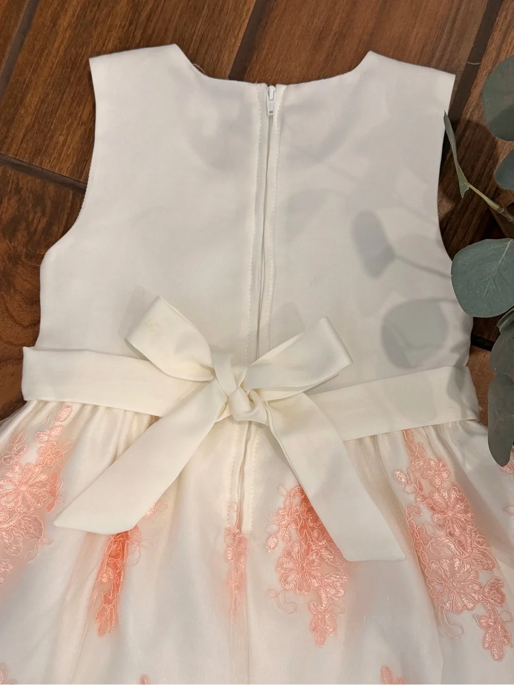 Girls Ivory and Blush Lace Fit & Flare Special Occasion Dress